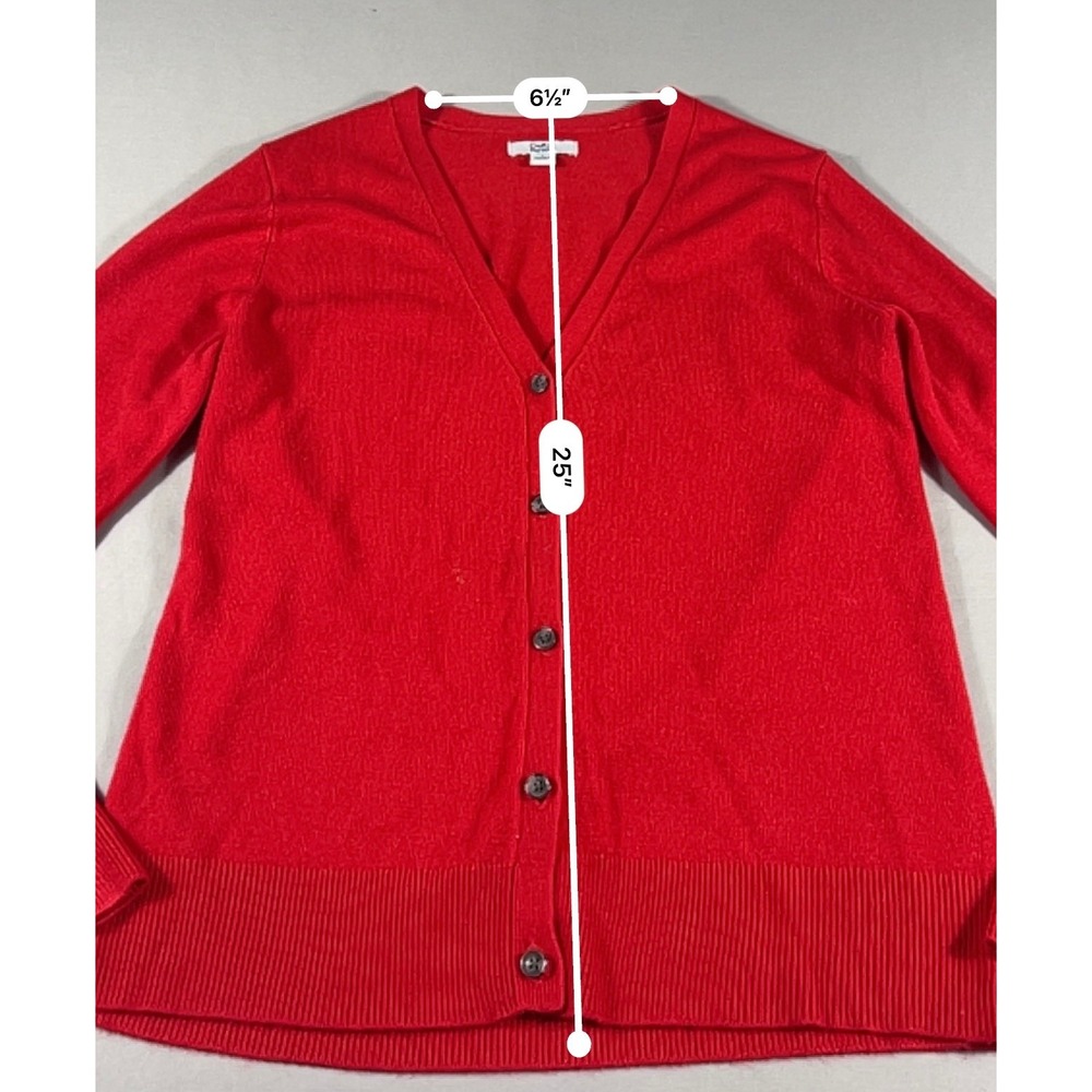 Croft & Barrow Womens Red V-Neck Button Front Long Sleeve Knit Cardigan Size S - Picture 4 of 11